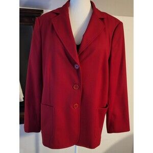 Talbots Christmas Red Vintage Wool Blazer Jacket Lined Flat Pockets Tailored 16W